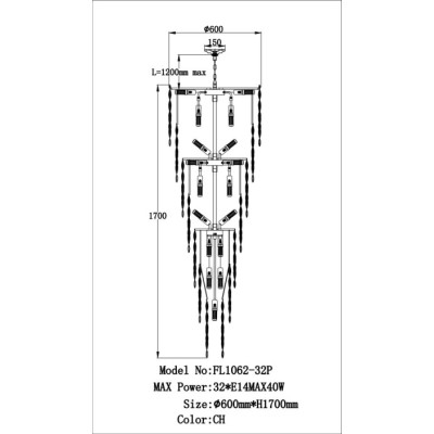 Подвесная люстра The Empress FL1062-32P